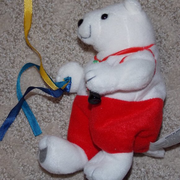 2004 Athens Olympics COCA COLA PLUSH POLAR BEAR in Coke Stash Can - Picture 10 of 12